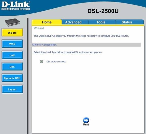 ADSL-модем D-Link 2500U. Конфигурация